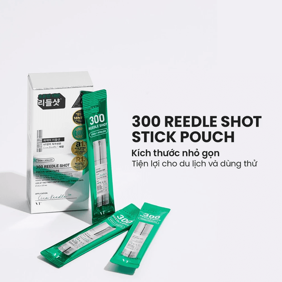 Hộp 10 Gói Tinh Chất Vi Kim Vt 300 Reedle Shot Stick Pouch (2ml X 10 Gói)