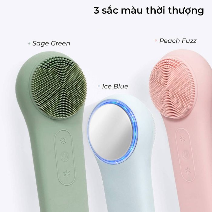 MÁY RỬA MẶT MASSAGE TÍCH HỢP LIỆU PHÁP ÁNH SÁNG VÀ NHIỆT HALIO MULTI-TASK  CLEANSING & MASSAGING DEVICE WITH RED BLUE LIGHT THERAPY 5 IN 1 - PEACH FUZZ