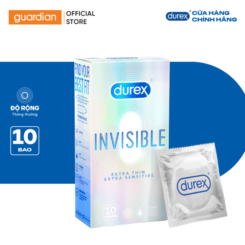 Bao Cao Su Durex Invisible Extra Thin Hộp 10 Cái