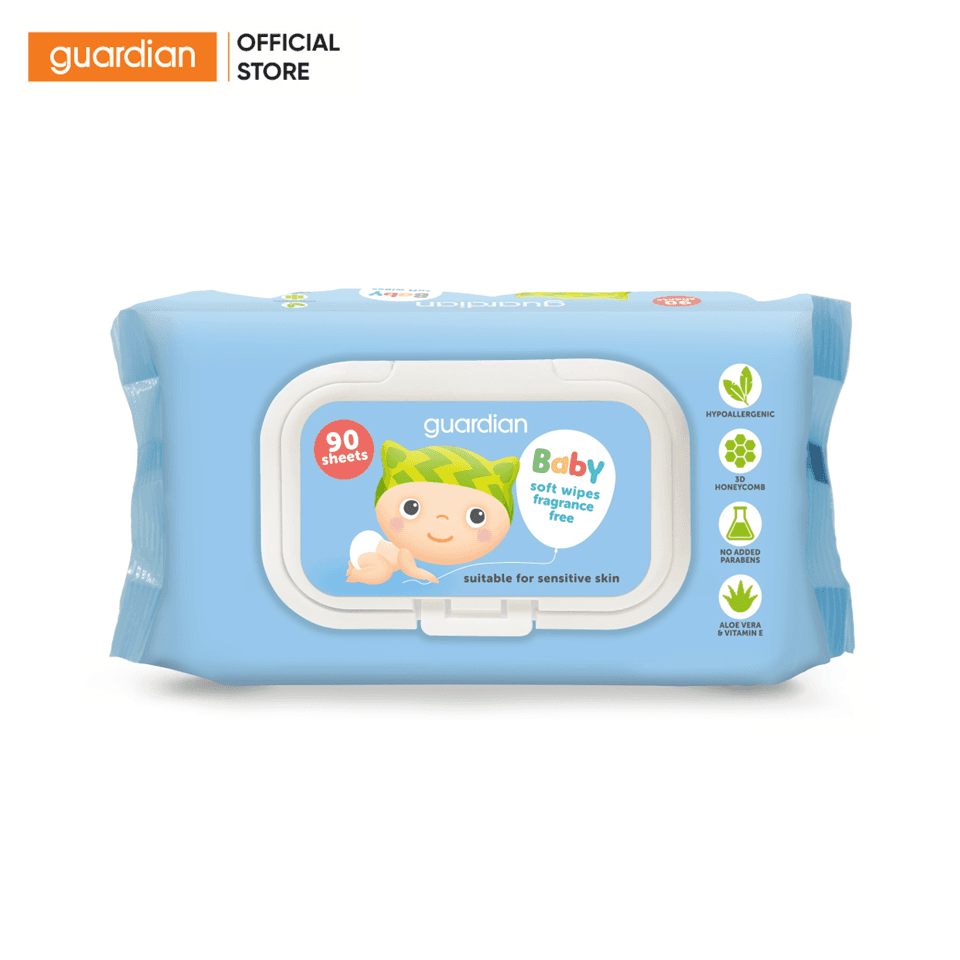 Khăn Ướt Trẻ Em Guardian Không Mùi 90 Tờ
