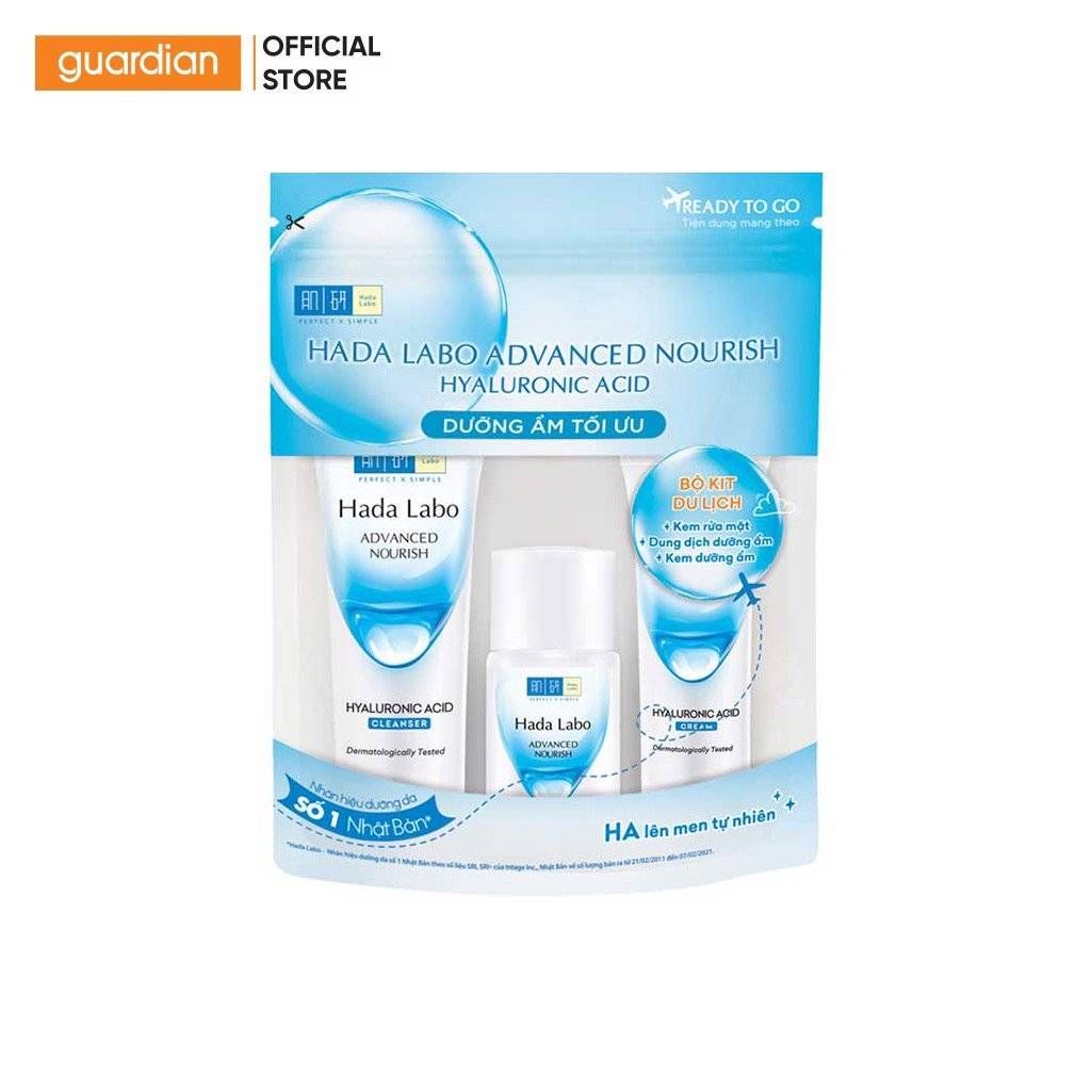 Bộ 3 Sản Phẩm Giúp Dưỡng Ẩm Tối Ưu Hada Labo Advanced Nourish Travel Kit Dành Cho Du Lịch 47Gr