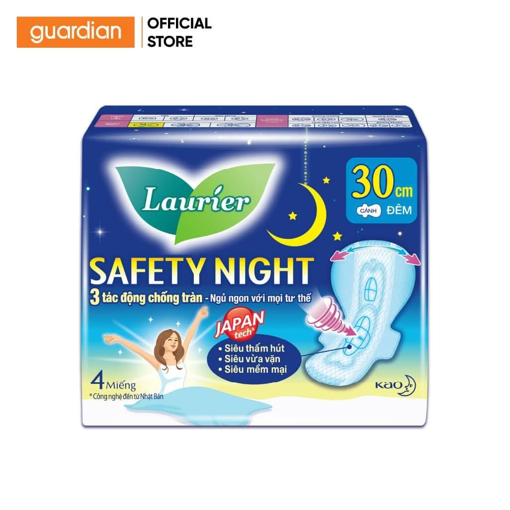 Băng Vệ Sinh Siêu Thấm Hút Laurier Safety Night Ban Đêm 30Cm 4 Miếng