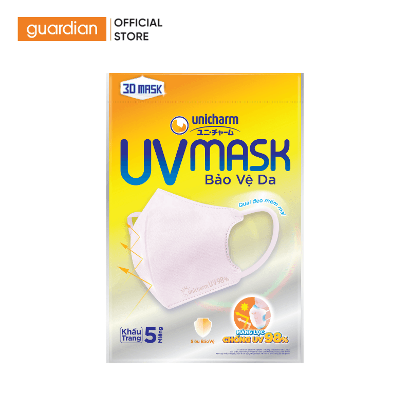 Khẩu Trang Unicharm 3D UV Mask Gói 5 Cái