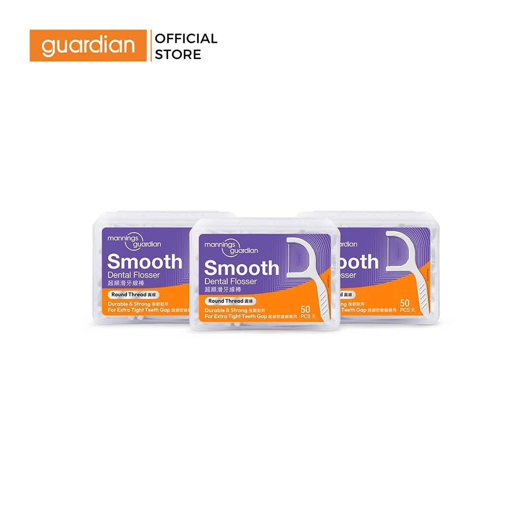 Tăm chỉ nha khoa sợi tròn siêu mềm Mannings Guardian Super Smooth Round Thread Dental Flosser 50 Cây x 3