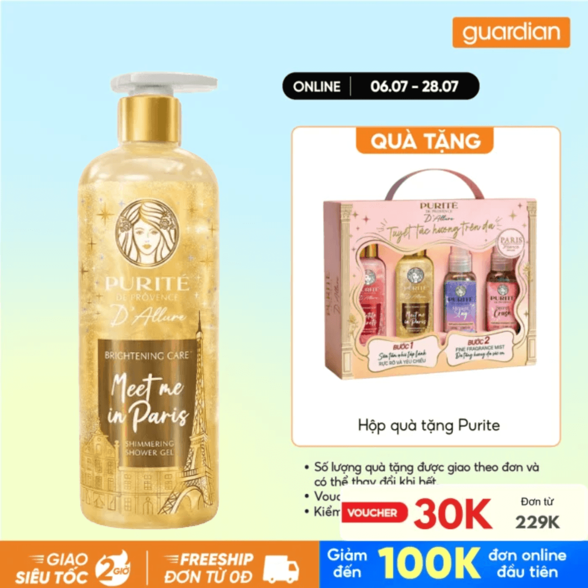 Sữa Tắm Nhũ Hương Nước Hoa Purité D'Allure Dưỡng Sáng Meet Me In Paris 500ML