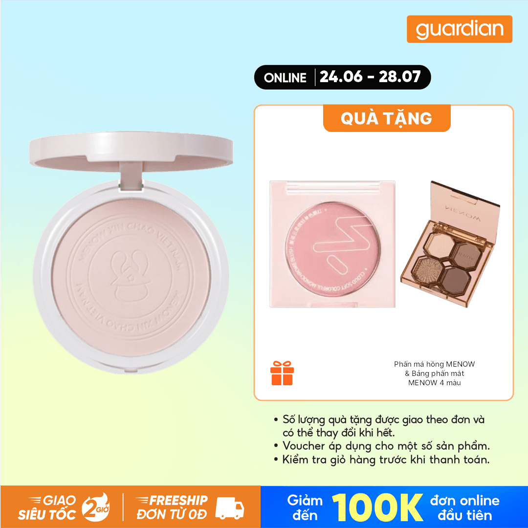 MENOW PHẤN PHỦ DẠNG NÉN RABBIT E04 TRONG SUỐT 8.5G