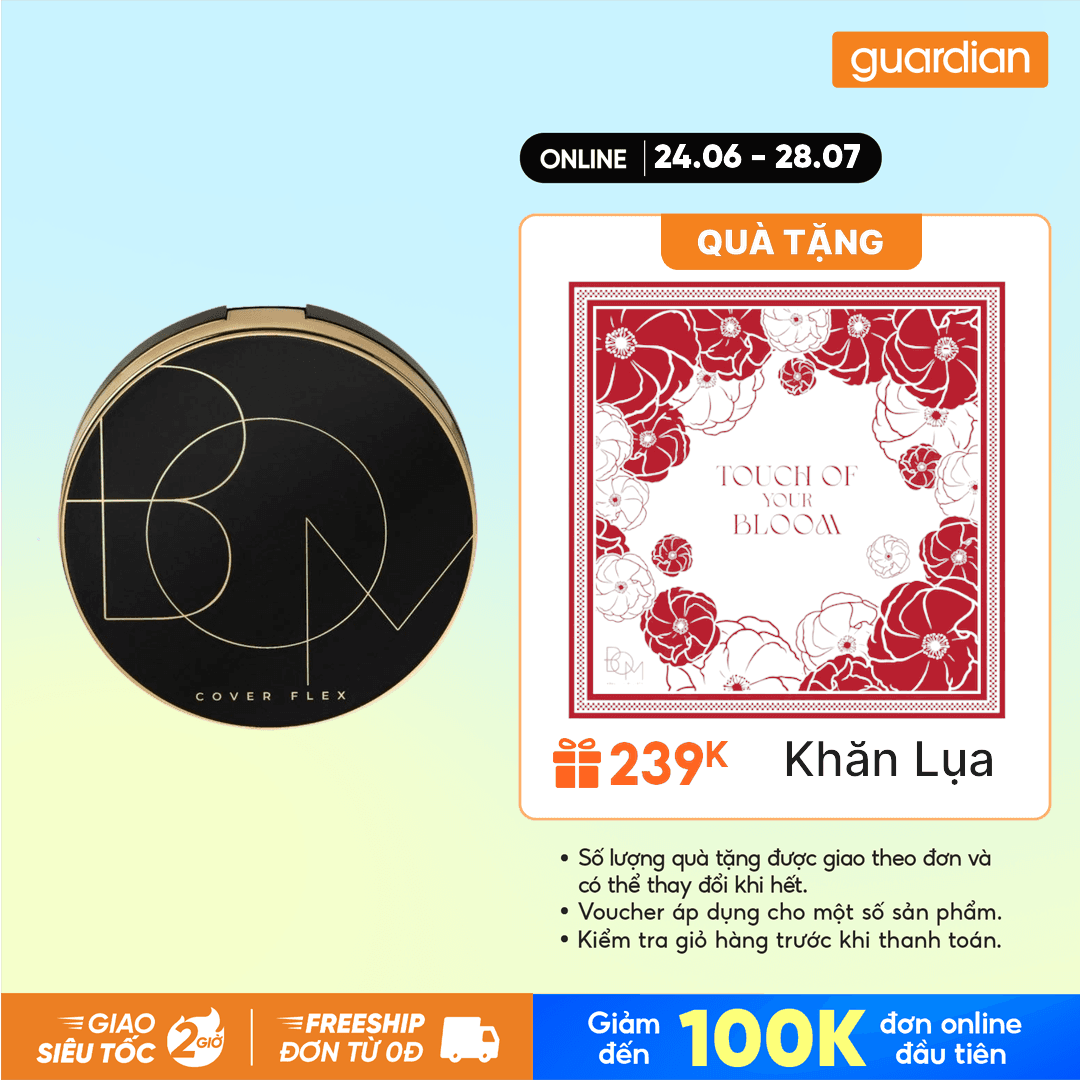Phấn Nước Che Khuyết Điểm Bom Cover Flex Cushion SPF 50+ PA+++ #21N Ivory 15G