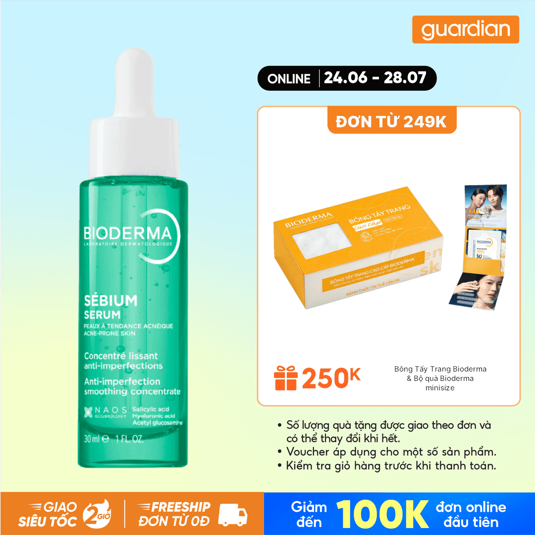 Tinh Chất Sáng Mịn, Mờ Thâm Bioderma Sébium Serum Cải Thiện Toàn Diện Da Dầu Mụn 30Ml