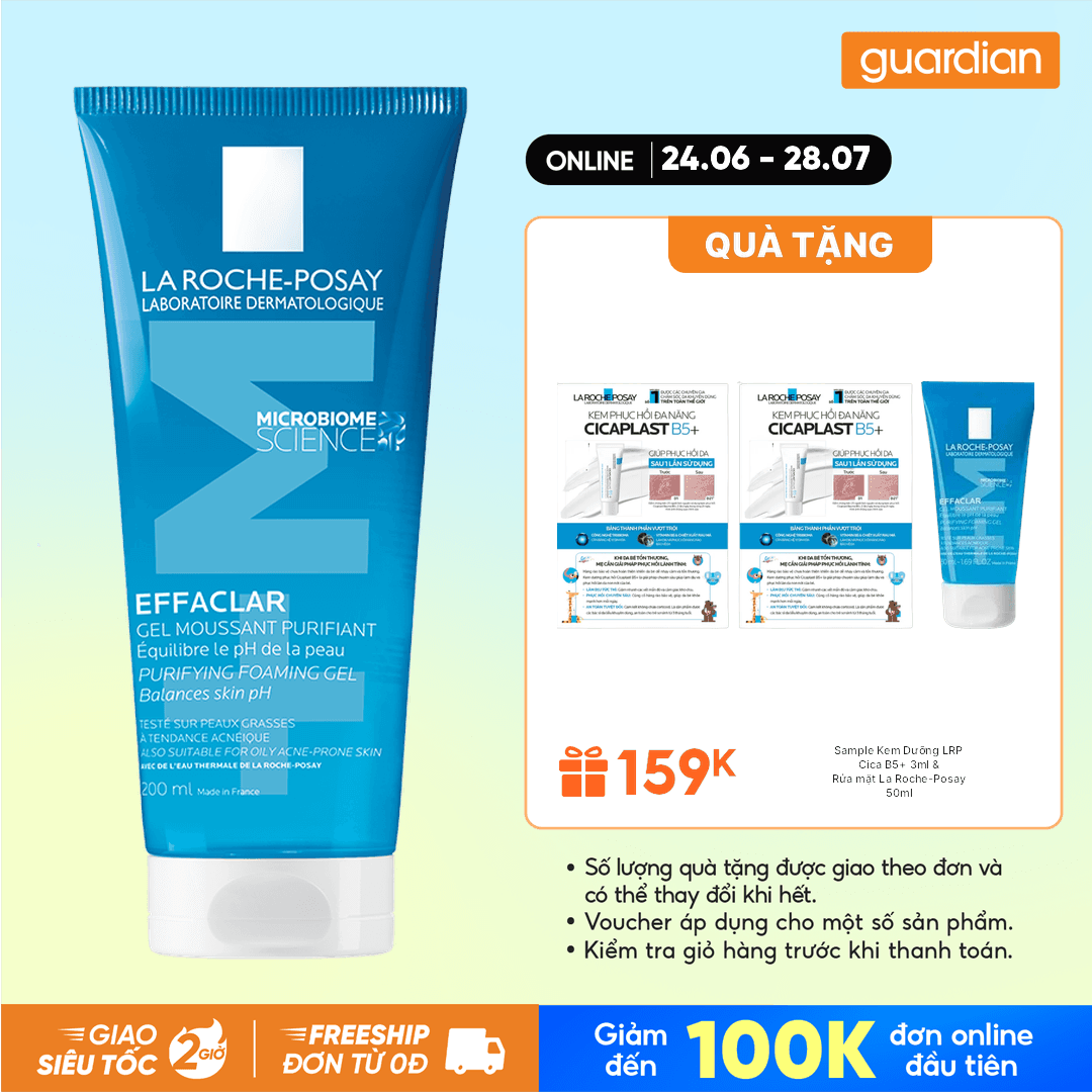 Gel Rửa Mặt Tạo Bọt Giảm Nhờn Cho Da Dầu Nhạy Cảm La Roche-Posay Effac 200Ml