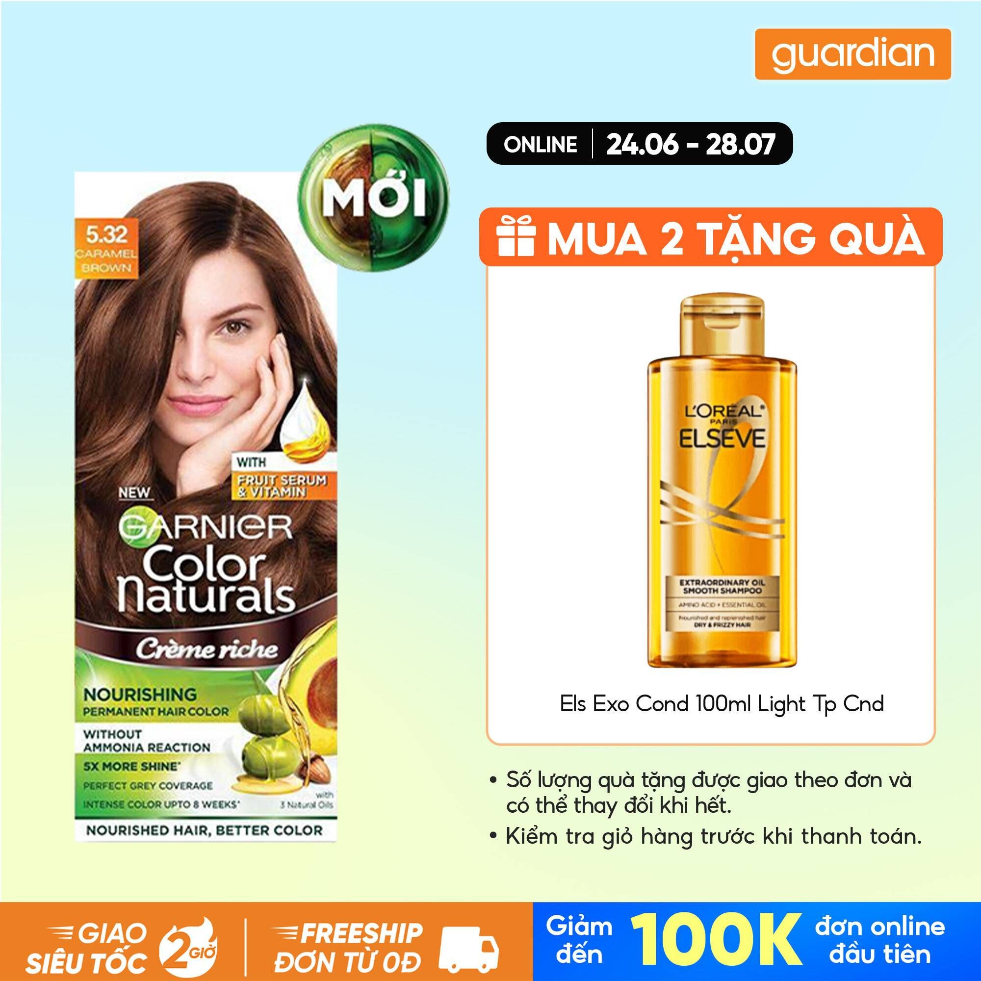 Kem Nhuộm Tóc Garnier Color Naturals Ultra Colors 50ml+50g+5ml .#5.32 Caramel Brown Nâu Caramel