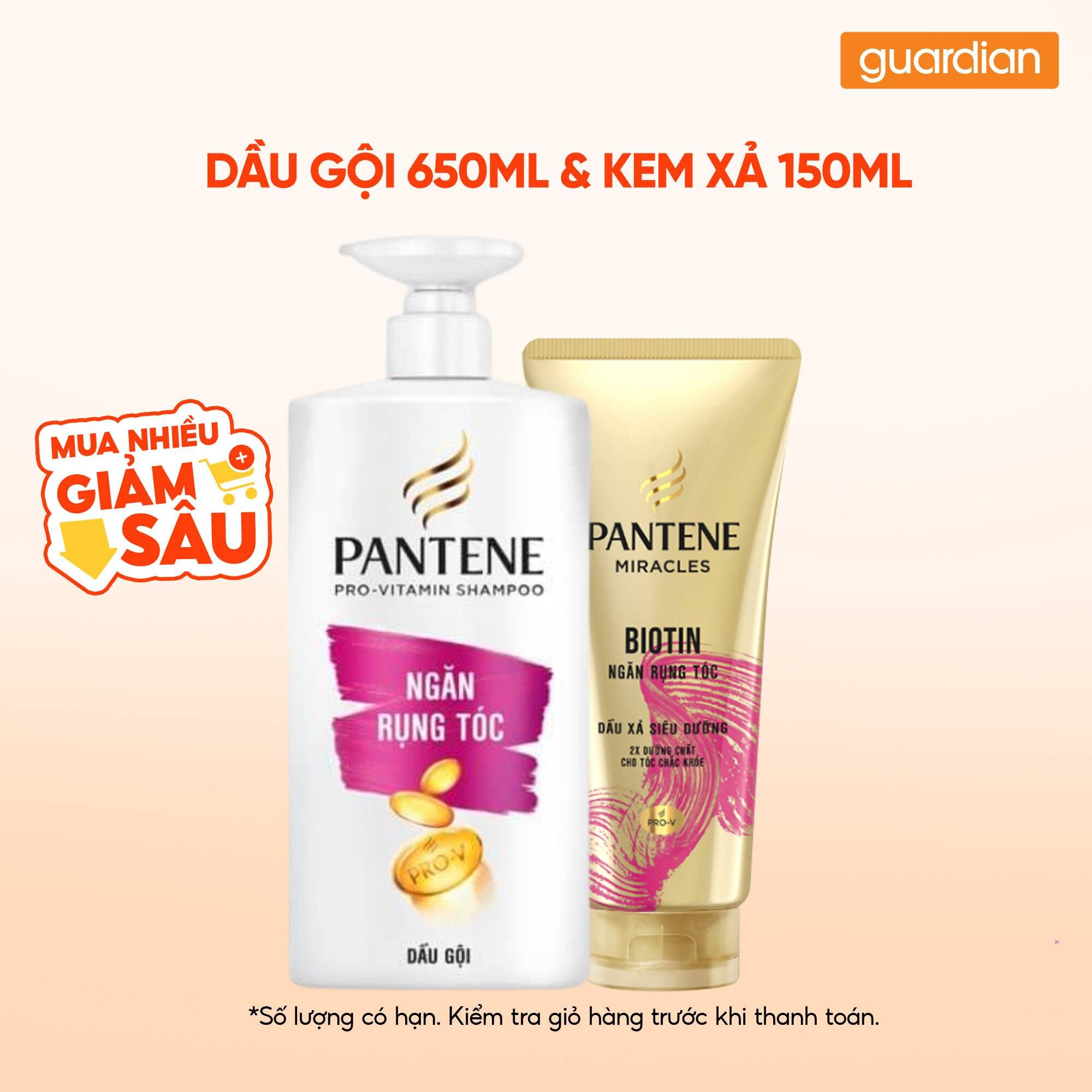 Combo 1 PANTENE DG GIAM RUNG TOC 650ML/6 & 1 PANTENE KX 3PDK GIAMRUNGTOC 150ML