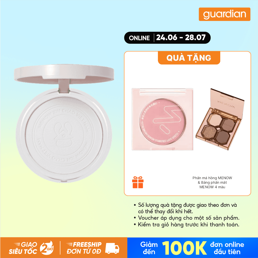 MENOW PHẤN PHỦ DẠNG NÉN RABBIT E01 TRONG SUỐT 8.5G