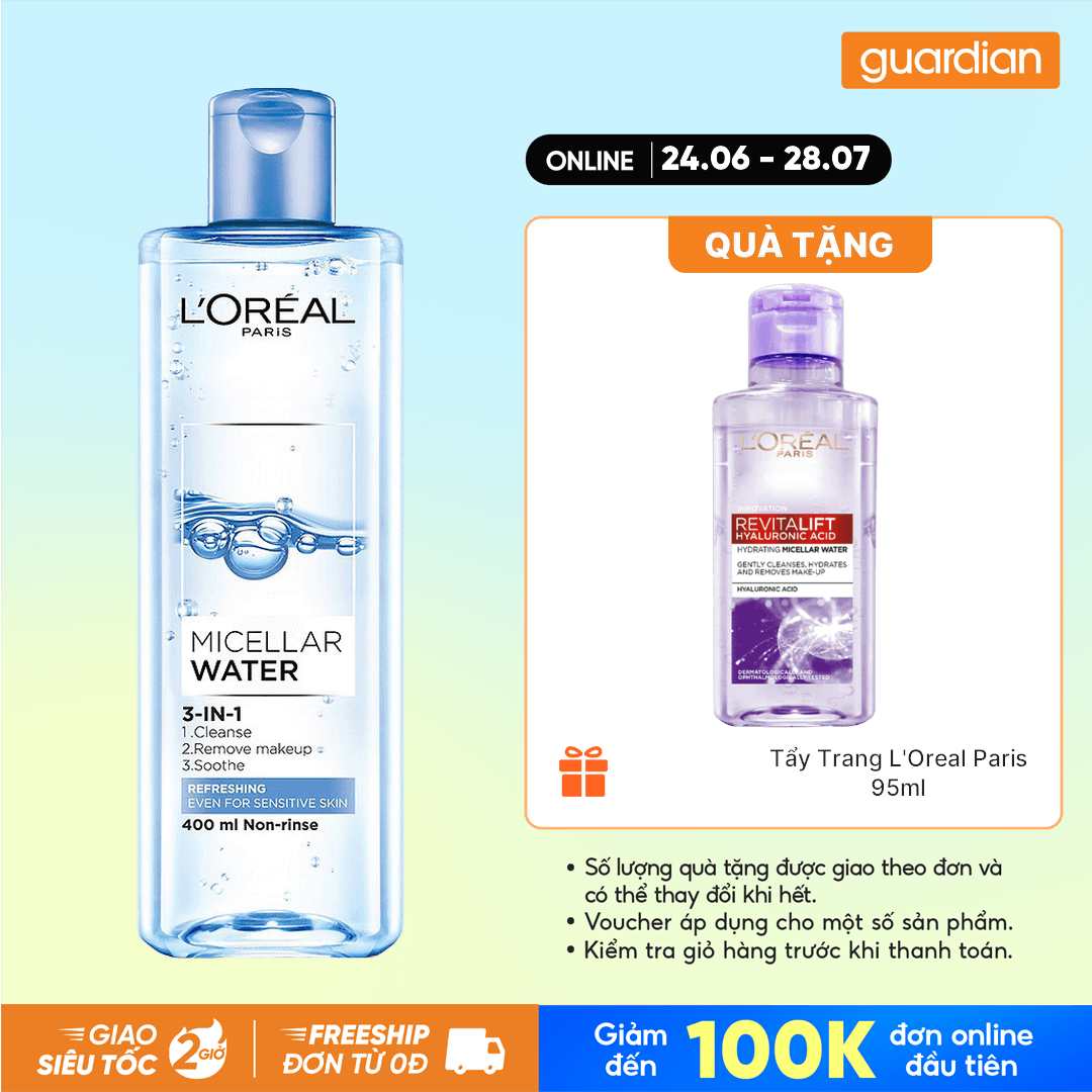 Nước Tẩy Trang L'Oréal Paris 3 In 1 Micellar Water Làm Tươi Mát Da 400Ml