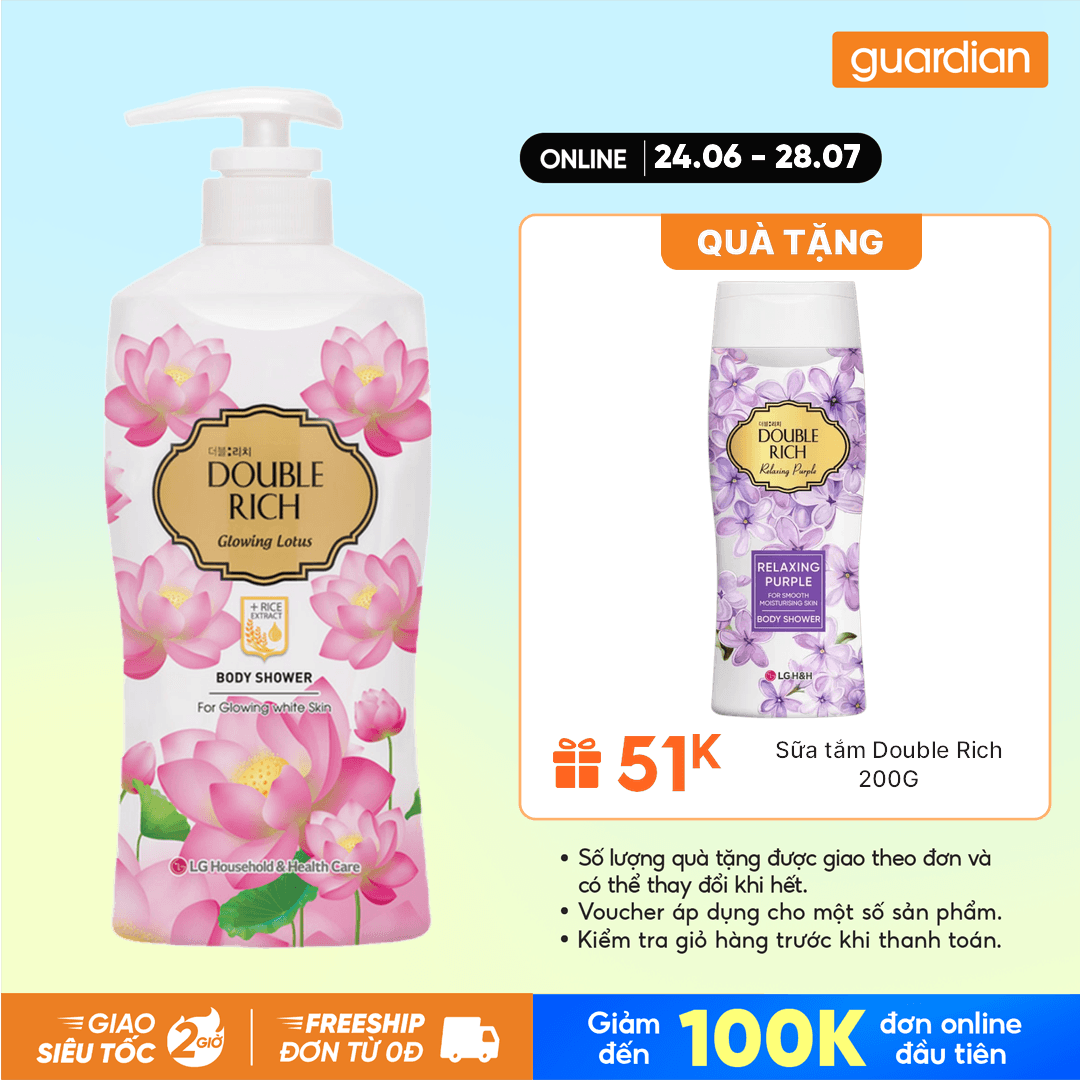 Sữa Tắm Double Rich Glowing Lotus Dưỡng Ẩm Da Hương Hoa Sen 550G