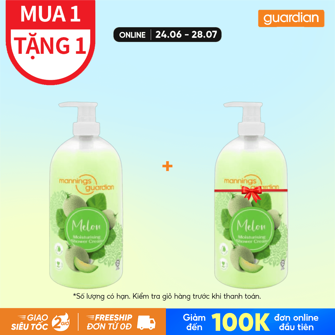 Sữa Tắm Dạng Kem Hương Dưa Hấu Dưỡng Ẩm Mannings Guardian Melon Moisturising Shower Cream 1L