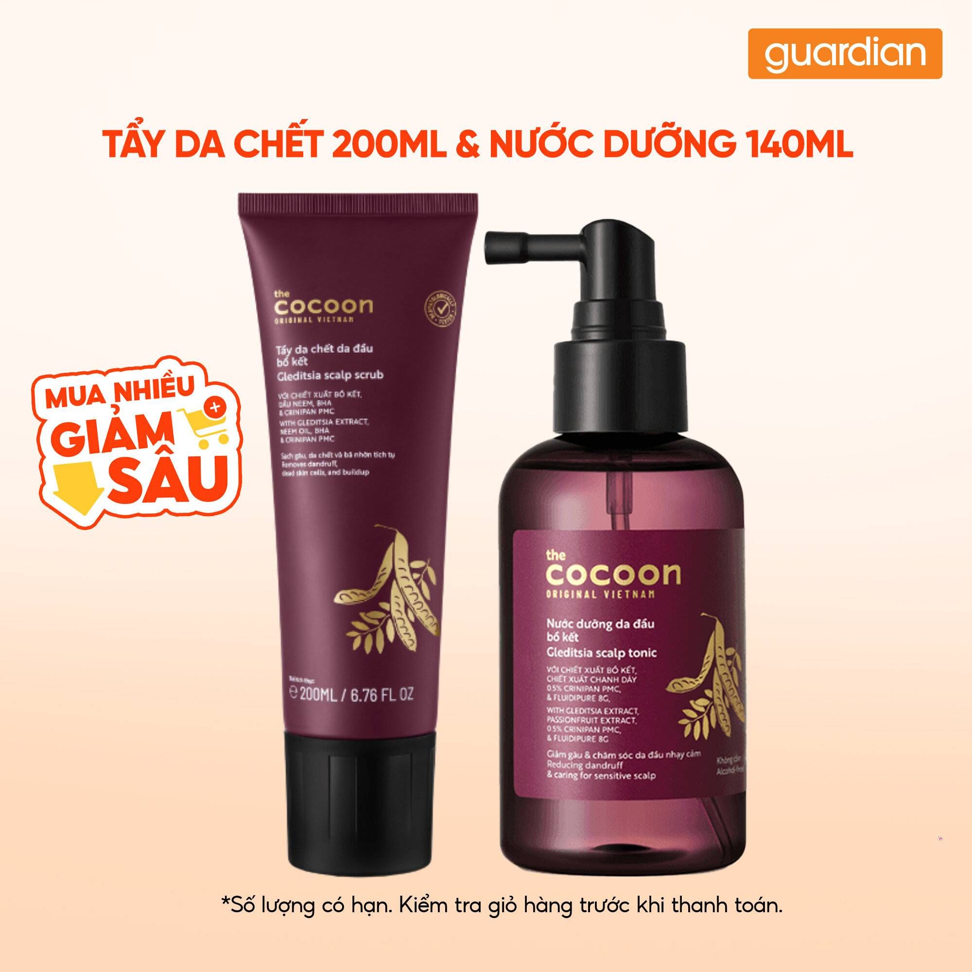 Combo 1 Tẩy Da Chết Da Đầu Bồ Kết COCOON 200ML & 1 Nước Dưỡng Tóc Bồ Kết Cocoon 140Ml
