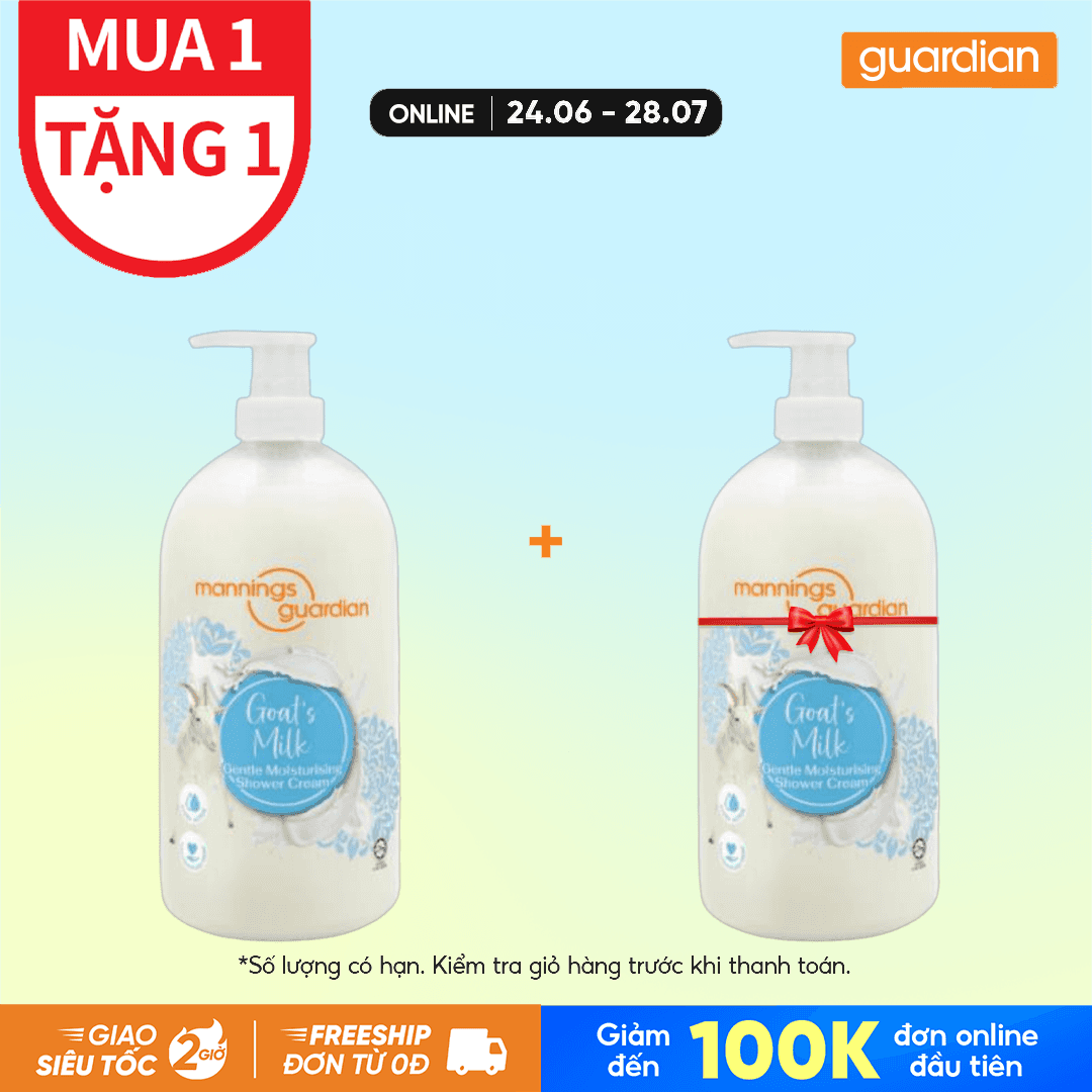 Sữa Tắm Dạng Kem Dưỡng Ẩm Mannings Guardian Goat's Milk Gentle Moisturising Shower Cream 1l