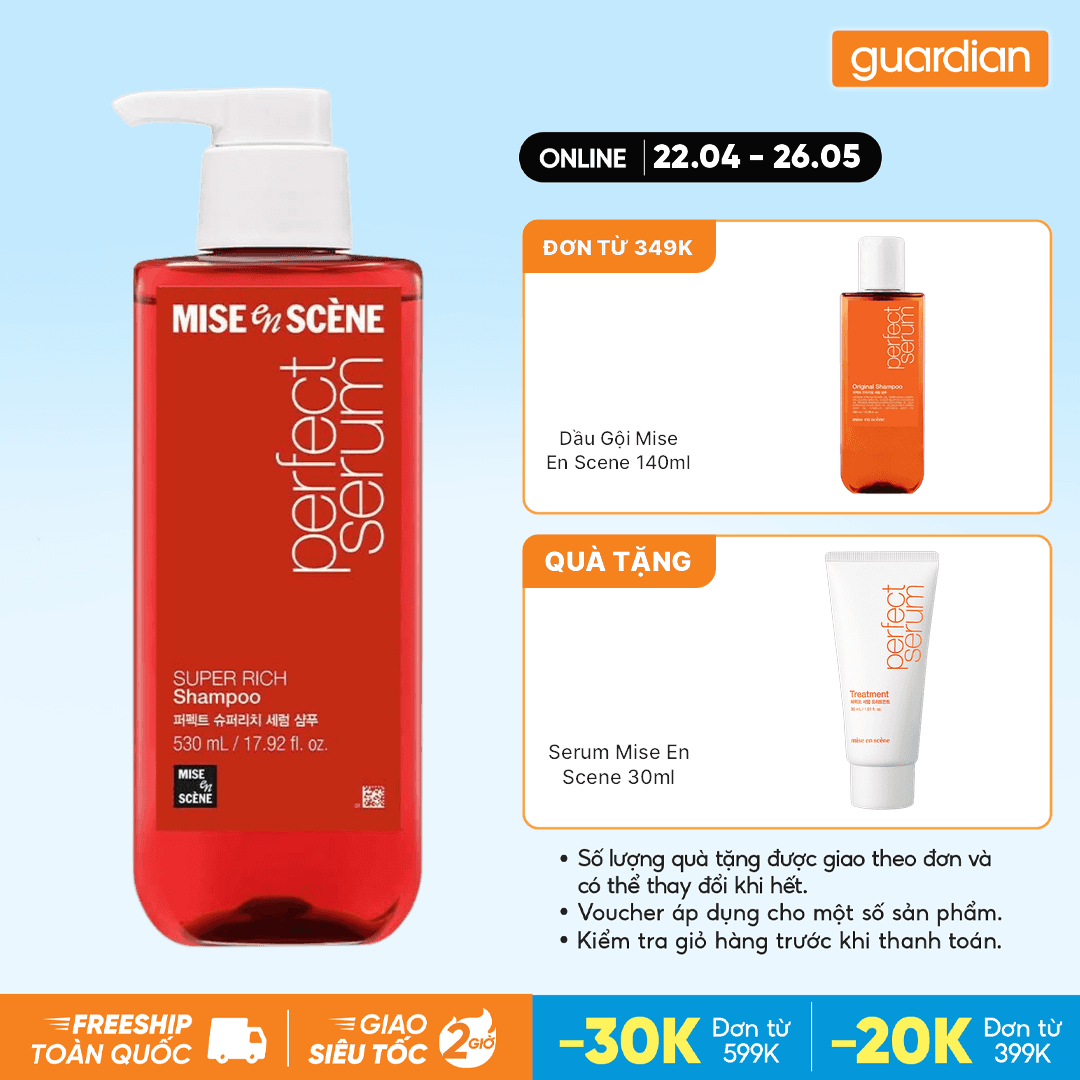 Dầu Gội Mise En Scène Perfect Serum Super Rich 530ml Giàu Dưỡng