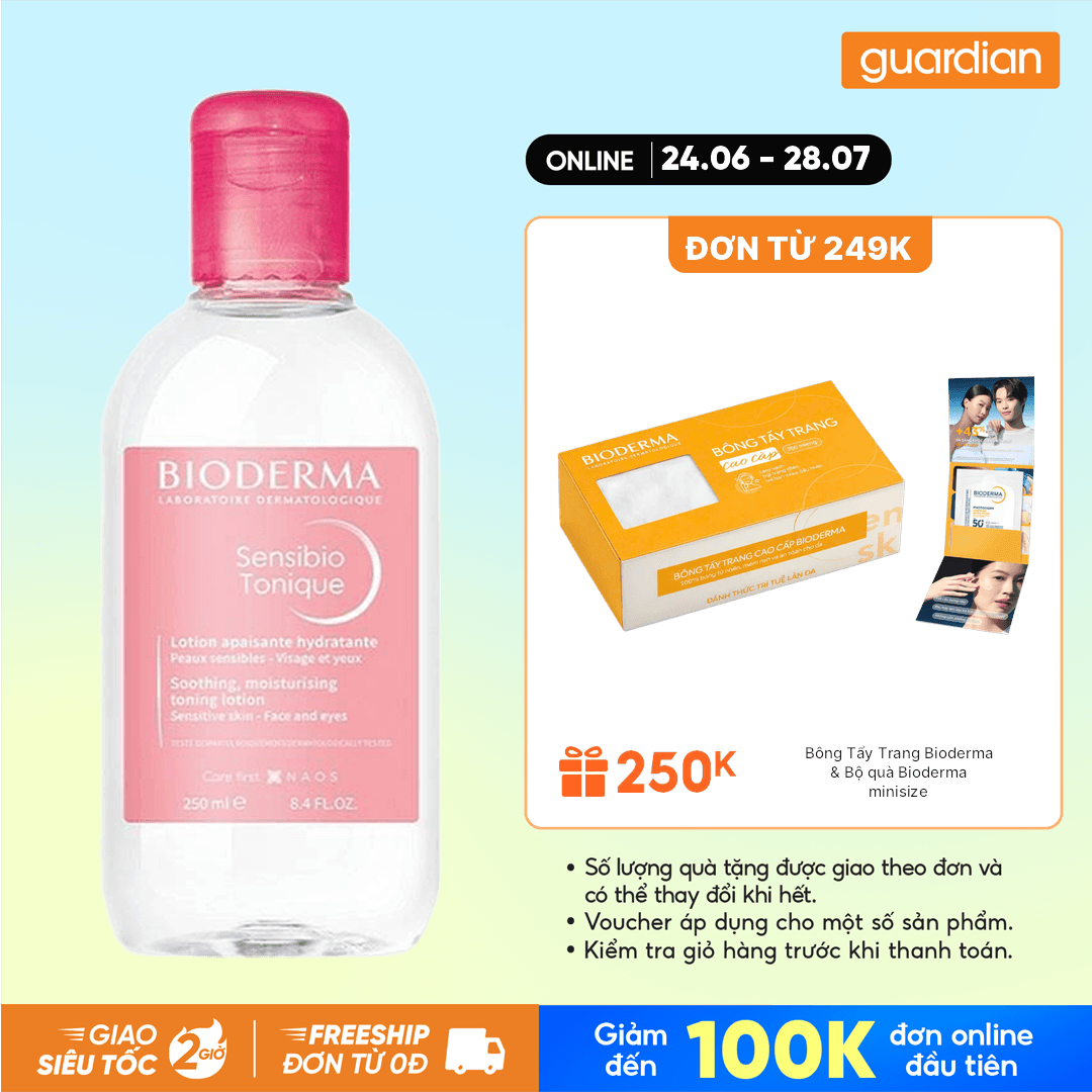 Nước Cân Bằng Dưỡng Ẩm Dành Cho Da Nhạy Cảm Bioderma Sensibio 250ml