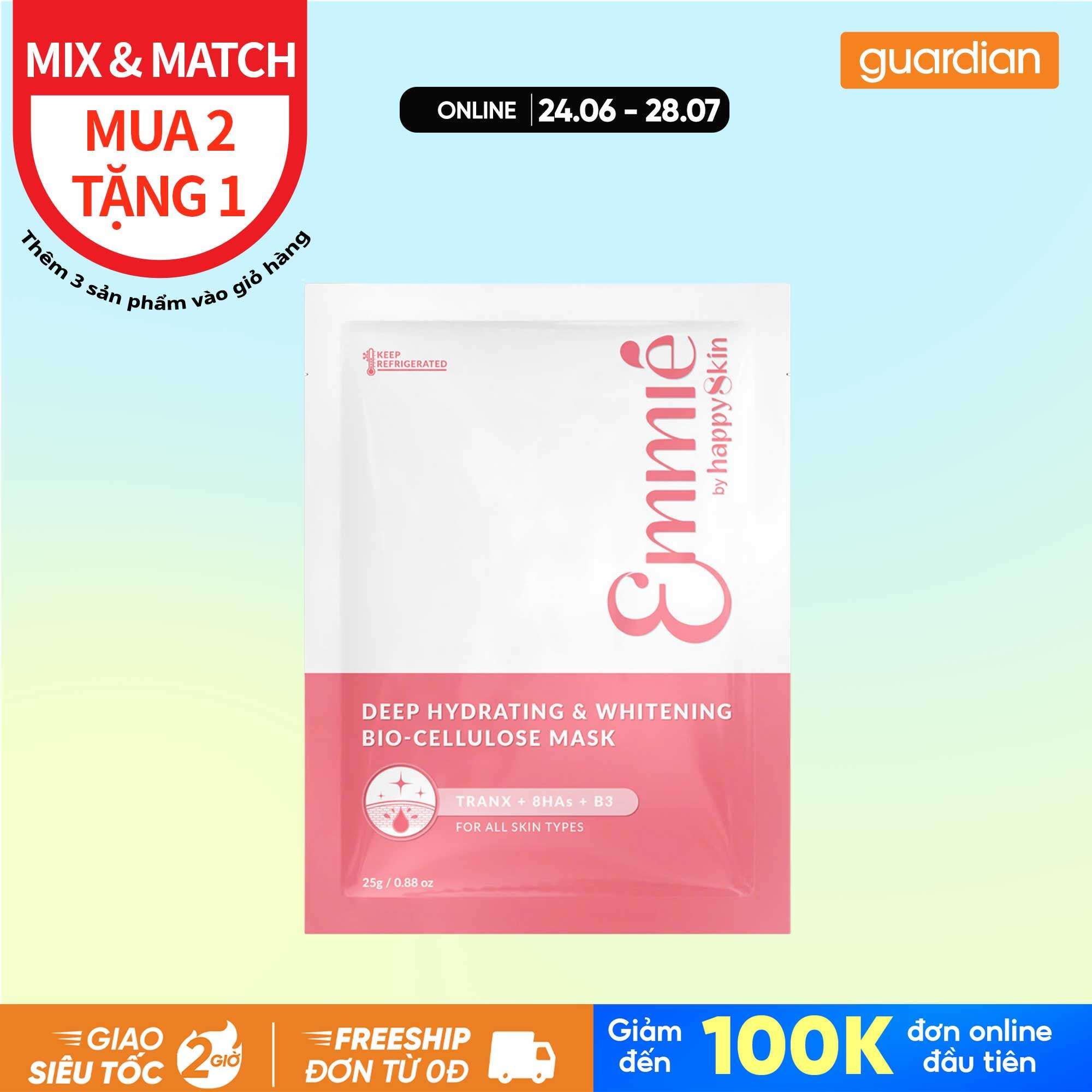 Mặt Nạ Sinh Học Làm Trắng Và Cấp Ẩm Sâu Deep Hydrating & Whitening Bio Cellulose 25G