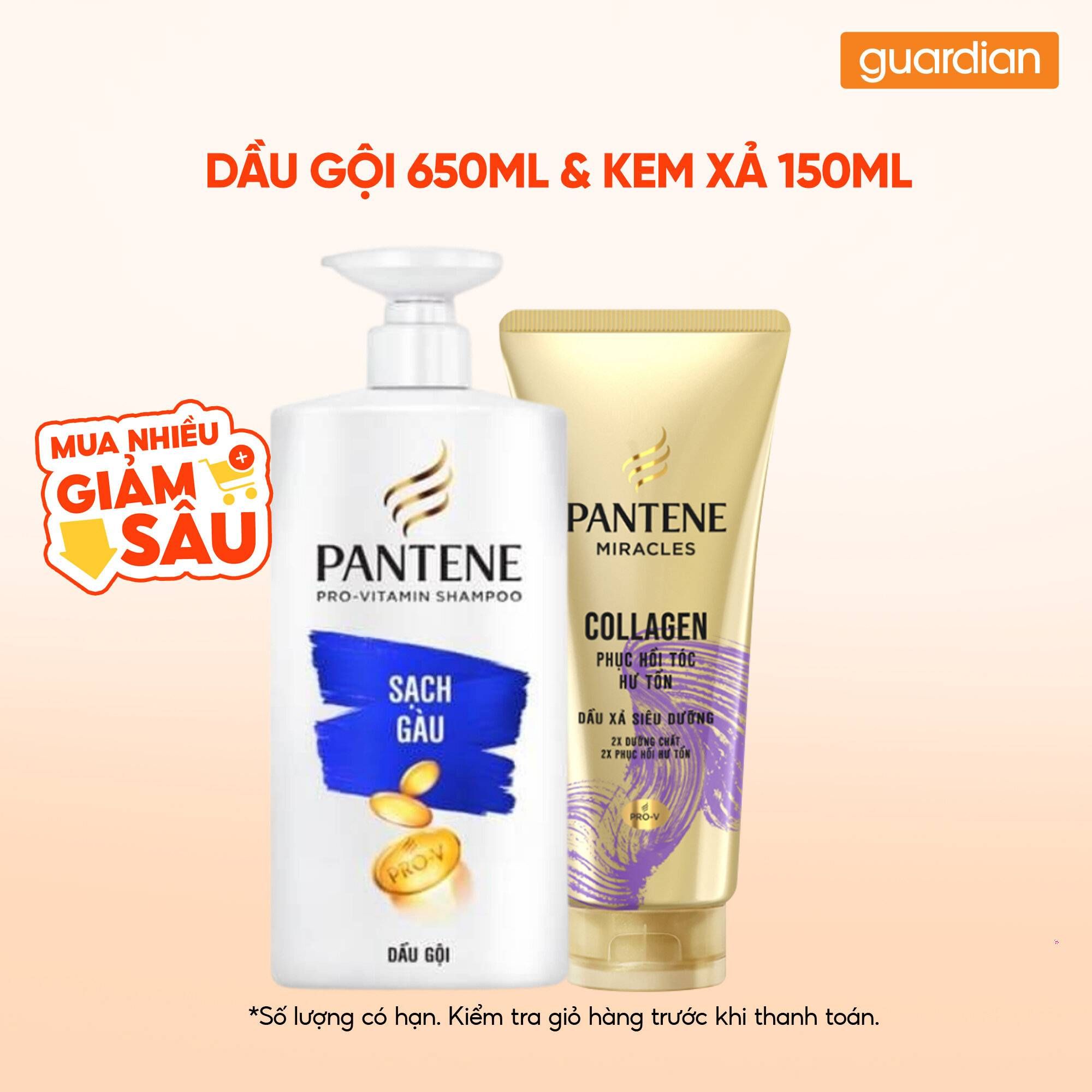 Combo 1 PANTENE DG GIAM GAU 650ML/6 & 1 PANTENE KX 3PDK CSOC HU TON 150ML