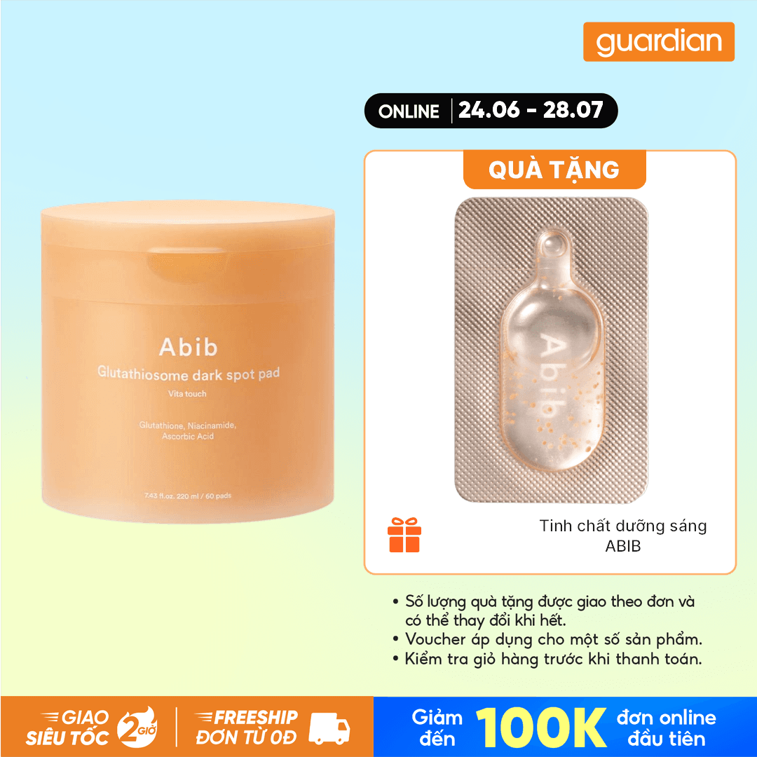 MIẾNG BÔNG THẤM DUNG DỊCH DƯỠNG ẨM SÁNG DA - ABIB GLUTATHIOSOME DARK SPOT PAD VITA TOUCH 220ML/60 MIẾNG