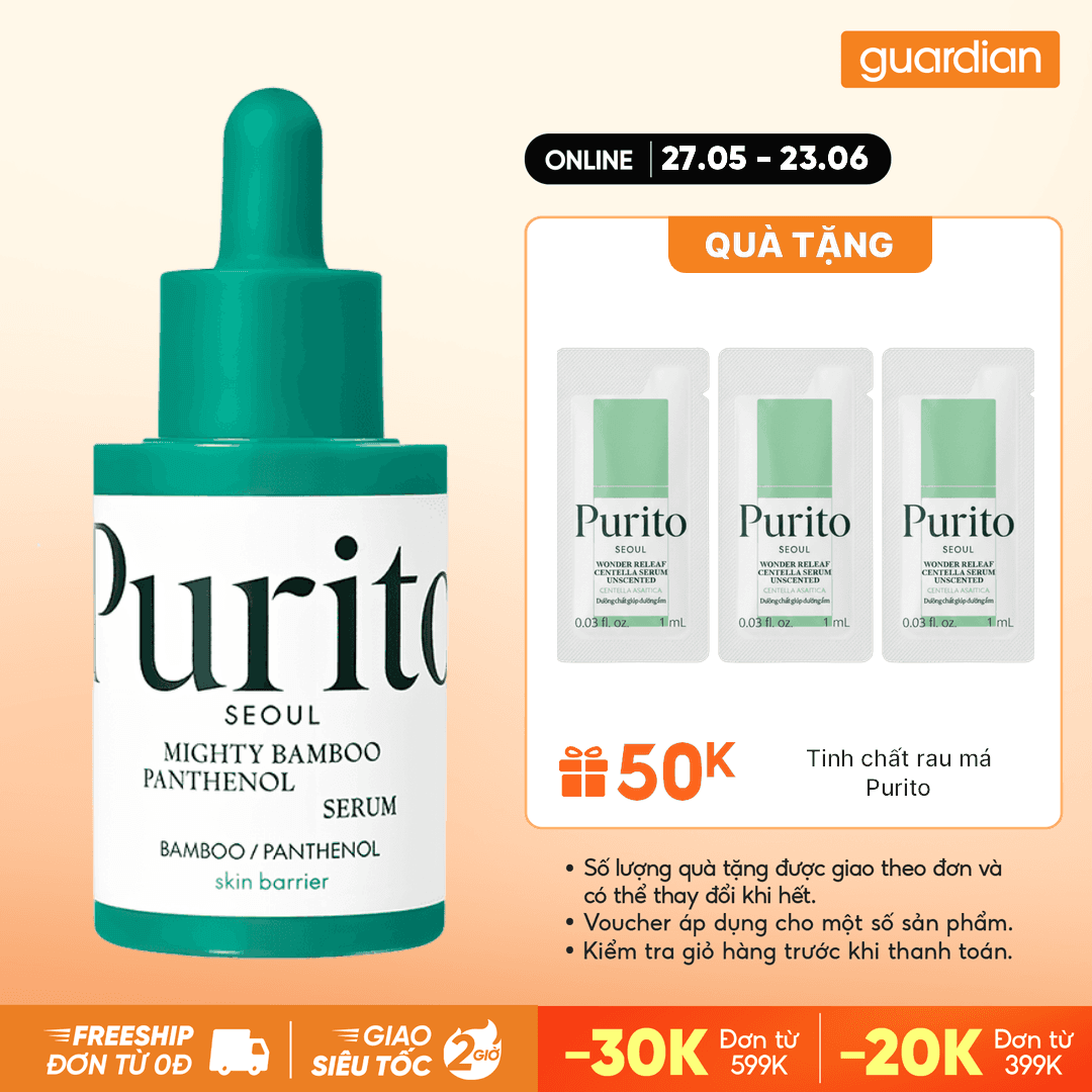 TINH CHẤT DƯỠNG DA - PURITO MIGHTY BAMBOO PANTHENOL SERUM 30ML