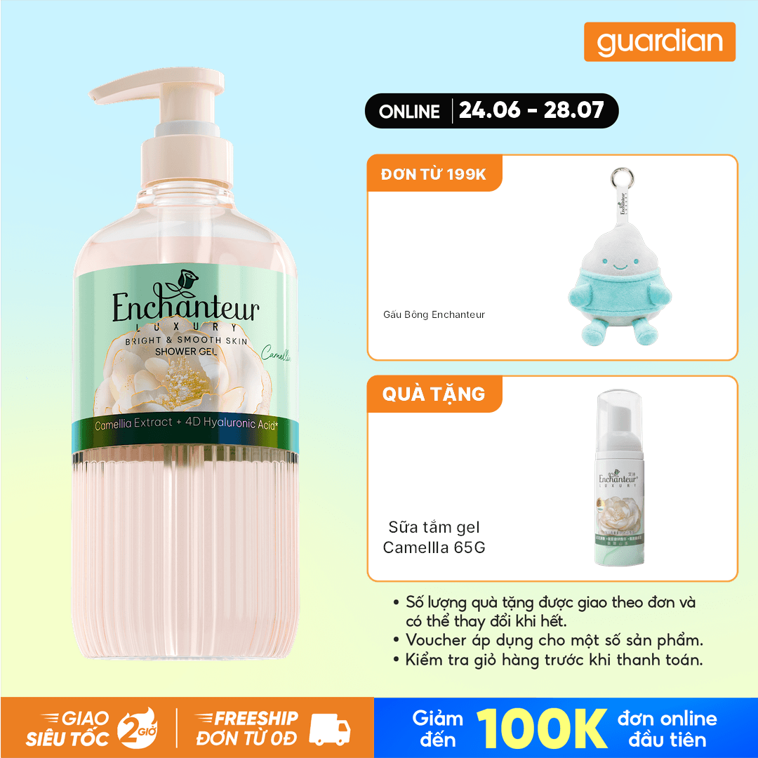 Sữa Tắm Enchanteur Luxury Dạng Bọt Dưỡng Da Sáng Mịn Peony 400ml