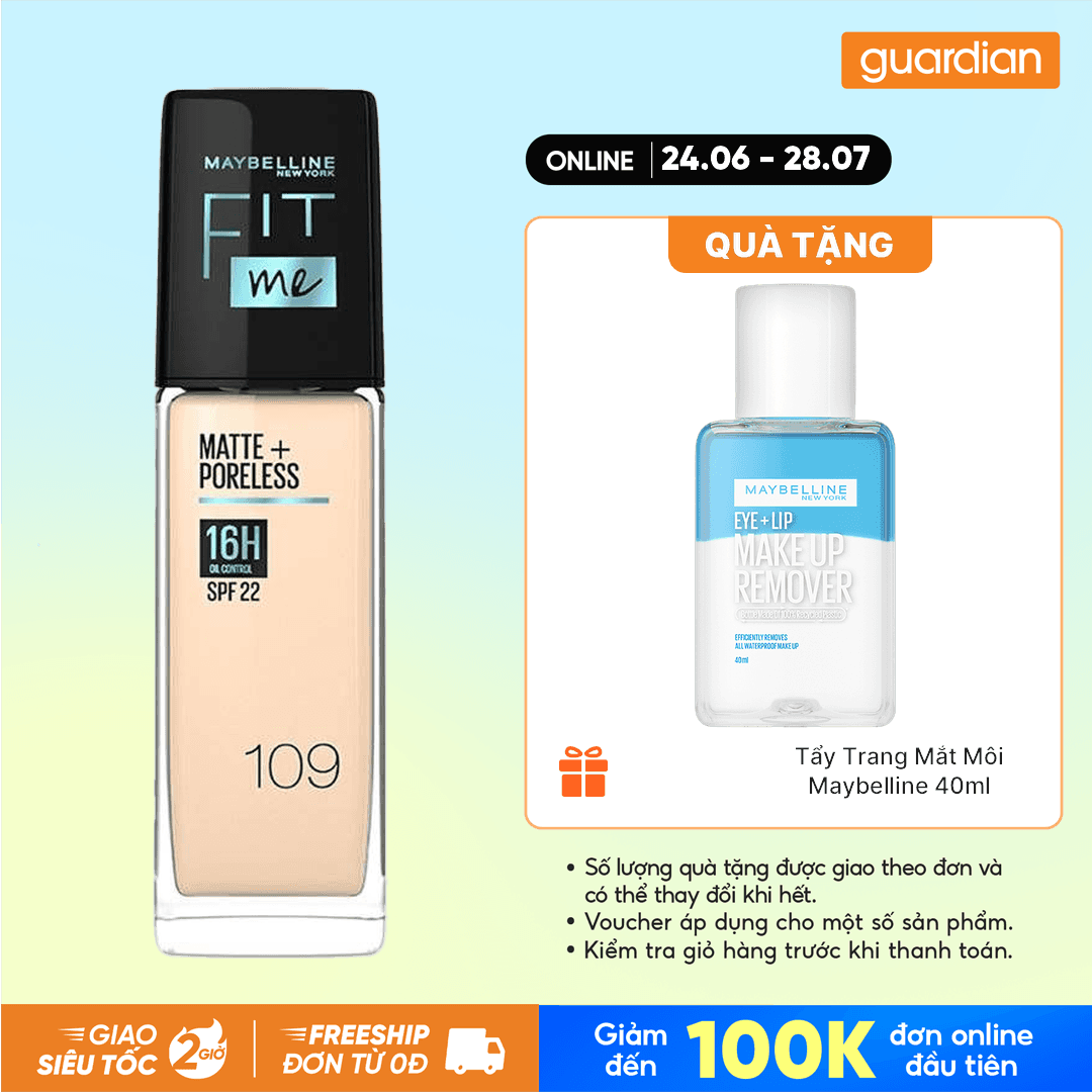 Kem Nền Mịn Nhẹ Kiềm Dầu Maybelline Fit Me Spf22 #109 Light Ivory 30Ml
