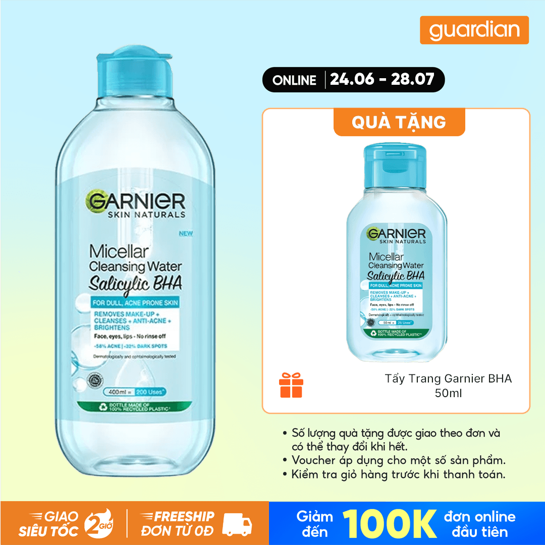 Nước Tẩy Trang Cho Da Dầu Mụn Micellar Water Garnier 400Ml