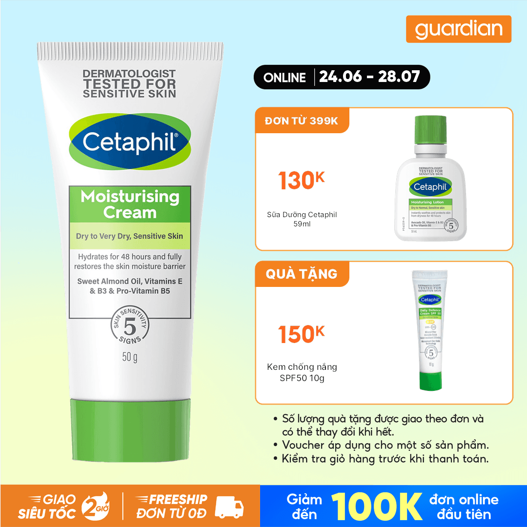 Kem Dưỡng Ẩm Dịu Lành Cho Da Nhạy Cảm Cetaphil Moisturising Cream 50Gr