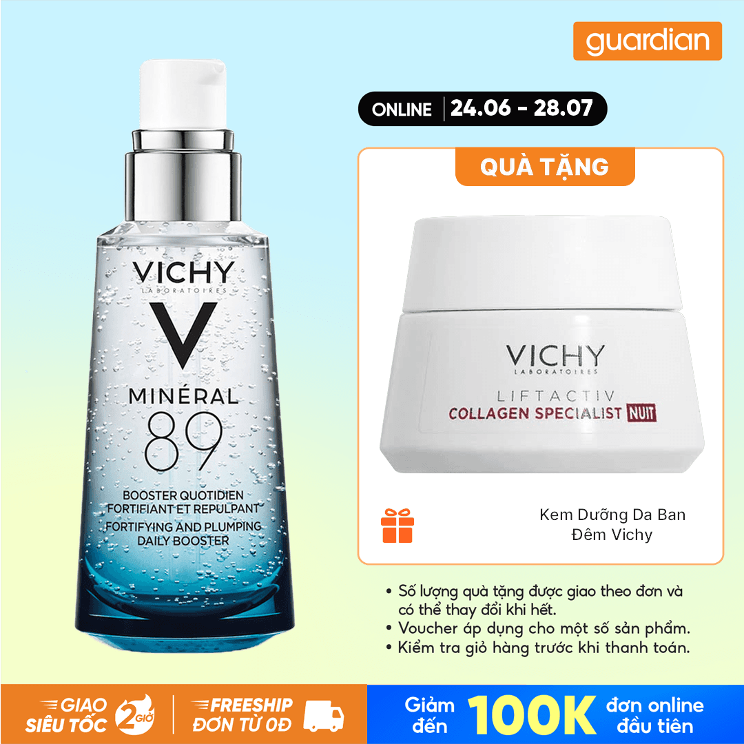 Dưỡng Chất Cô Đặc Giàu Khoáng Chất, Giúp Da Sáng Mịn, Căng Mướt Vichy Mineral 89 Skin Fortifying Daily Booster 50ml