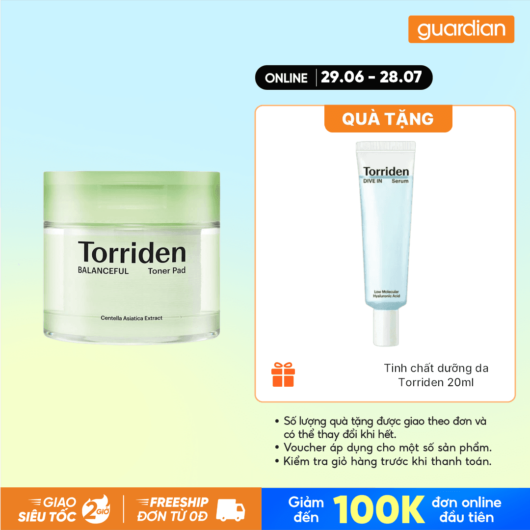 Nước Hoa Hồng Dạng Miếng Dưỡng Ẩm Torriden Balanceful Toner Pad 180ml/60ea