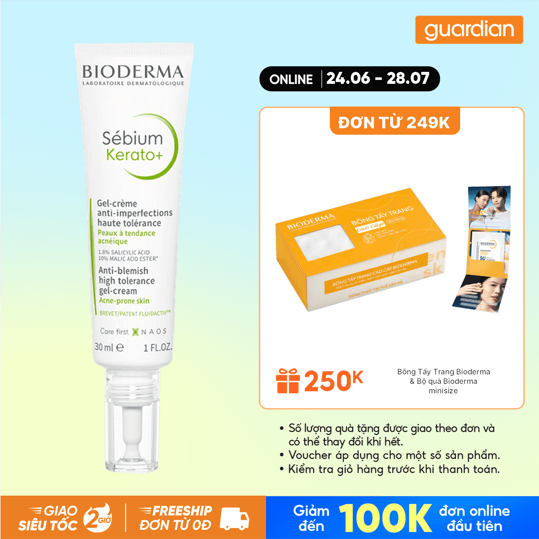 Kem Dưỡng Bioderma Sébium Kerato+ Giảm Mụn Ngừa Thâm Mụn 30ml