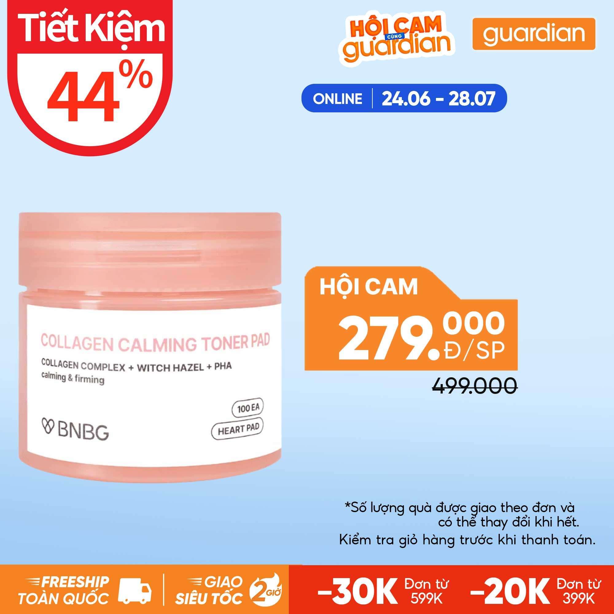 BNBG Collagen Calming Toner Pad Giúp Da Săn Chắc
