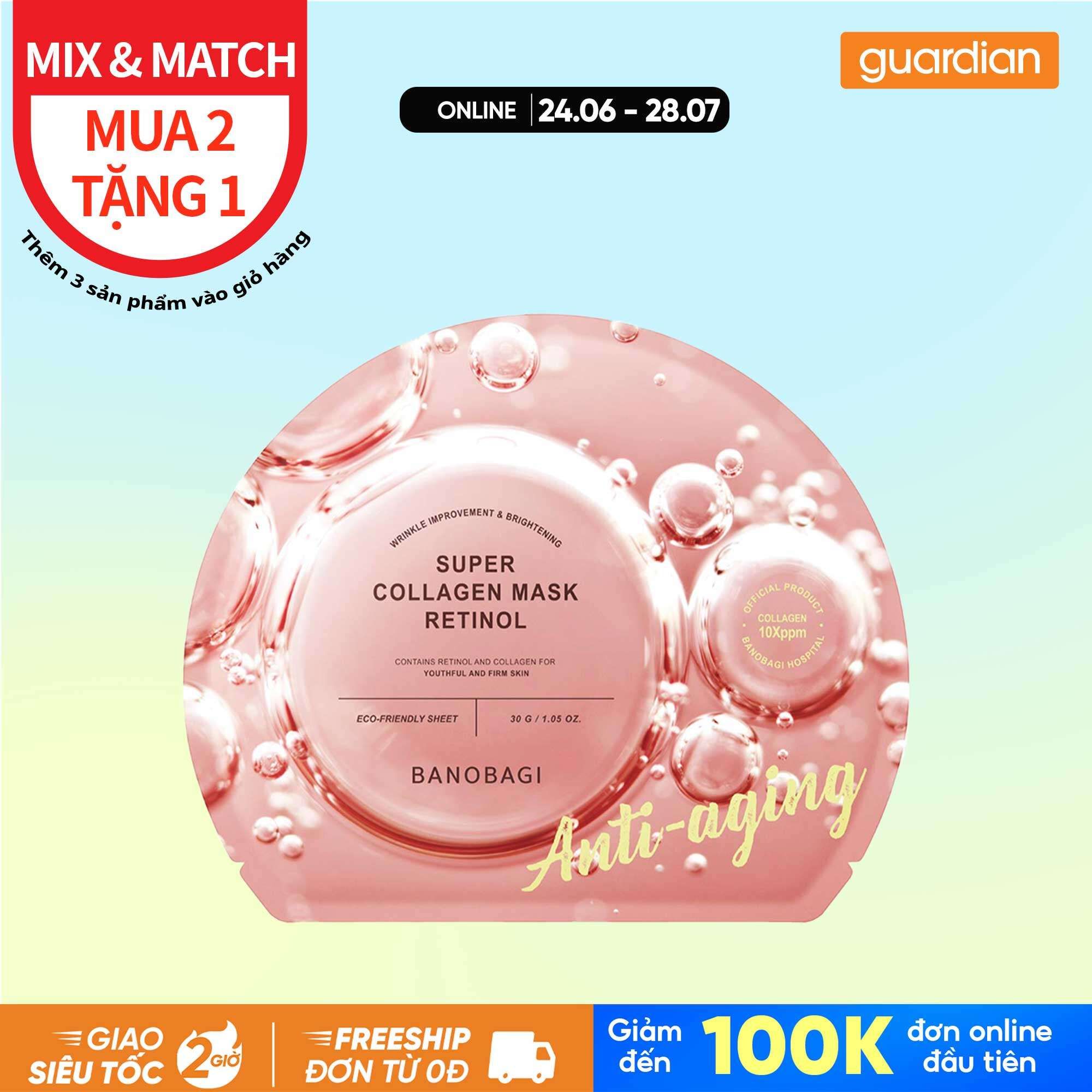Mặt Nạ Hỗ Trợ Làm Chậm Quá Trình Lão Hóa Banobagi Super Collagen Mask Retinol 30gr