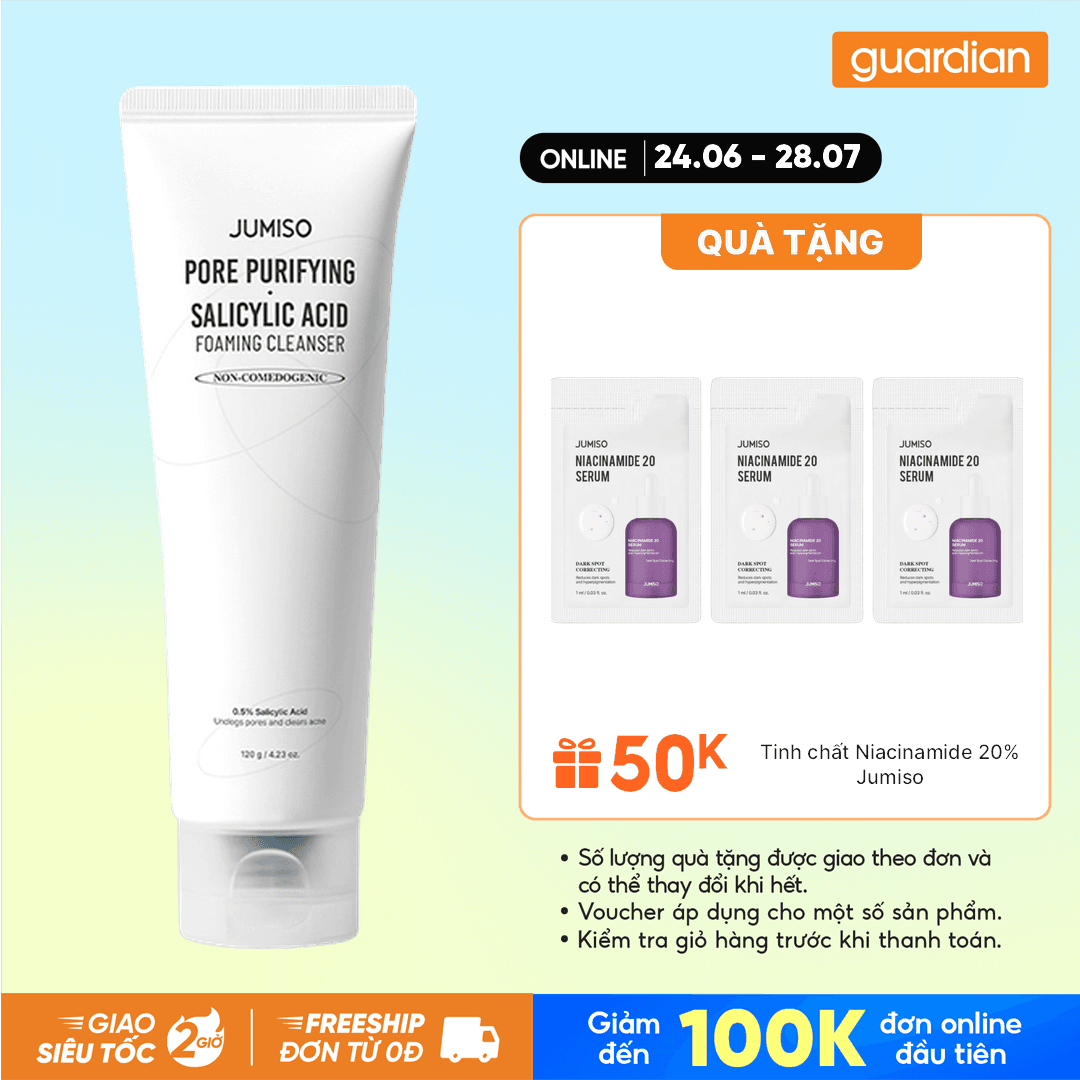 Sữa Rửa Mặt Giúp Làm Sạch Sâu Lỗ Chân Lông Jumiso Pore Purifying Salicylic Acid Foaming Acid 120gr