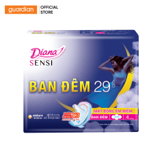 Băng Vệ Sinh Diana Sensi Ban Đêm Mặt Bông Có Cánh 29Cm 4 Miếng