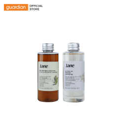 Bộ Đôi Dầu Gội Giảm Gàu Jane Chiết Xuất Từ Gừng & Tràm Trà + Sữa Tắm Hương Nước Hoa Jane Battery Up 80ml x 2