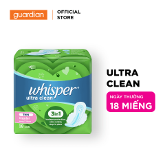 Băng Vệ Sinh Siêu Mỏng Có Cánh Cho Ngày Thường Ultra 24Cm Whisper Gói 18 Miếng