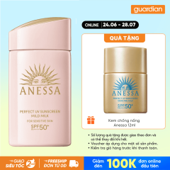 Sữa Chống Nắng Dịu Nhẹ Dành Cho Da Nhạy Cảm & Trẻ Em Anessa Perfect Uv Sunscreen Mild Milk Spf50+ Pa++++ 60Ml