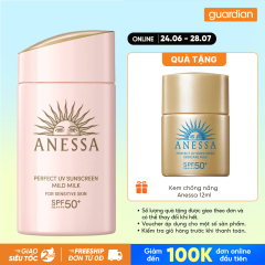 Sữa Chống Nắng Dịu Nhẹ Dành Cho Da Nhạy Cảm & Trẻ Em Anessa Perfect Uv Sunscreen Mild Milk Spf50+ Pa++++ 60Ml