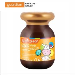 thuc-pham-bao-ve-suc-kho-ho-tro-canxi-cho-be-spring-leaf-kids-mega-milky-calcium-60-vien