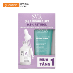 SVR Combo Tinh Chất Dưỡng Da Giúp Làm Giảm Nếp Nhăn Và Mềm Mịn Da Ampoule A 30ml + Gel Rửa Mặt Không Gây Khô Da Dành Cho Da Nhạy Cảm Physiopure Gelee Moussant 200ml
