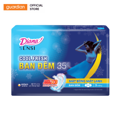 Băng Vệ Sinh Mát Lạnh Ban Đêm Diana Sensi Cool Fresh Night Có Cánh 35Cm 3 Miếng