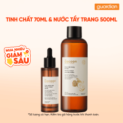Combo 1 COCOON T.CHAT BI DAO SACH MUN70ML & 1 COCOON NUOC T.TRANG BI DAO 500ML