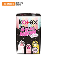 Băng Vệ Sinh Kotex Siêu Mềm Cánh 24Cm Mini Meow 8 Miếng