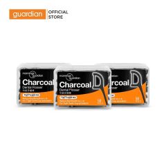 Tăm chỉ nha khoa than hoạt t&iacute;nh Mannings Guardian Charcoal Flat Thread Dental Flosser 50 C&acirc;y x 3