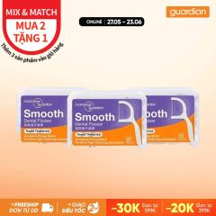 Tăm chỉ nha khoa sợi tròn siêu mềm Mannings Guardian Super Smooth Round Thread Dental Flosser 50 Cây x 3