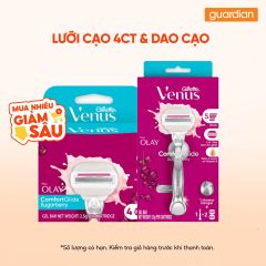 Combo 1 Dao Cạo Cho Nữ Gillette Venus Hương Sugarberry Bổ Sung Olay Vitamin E & 1 Dao Cạo Cho Nữ Gillette Venus Comfortgilde Hương Olay Sugarberry - Hộp 1 Cán 2 Lưỡi